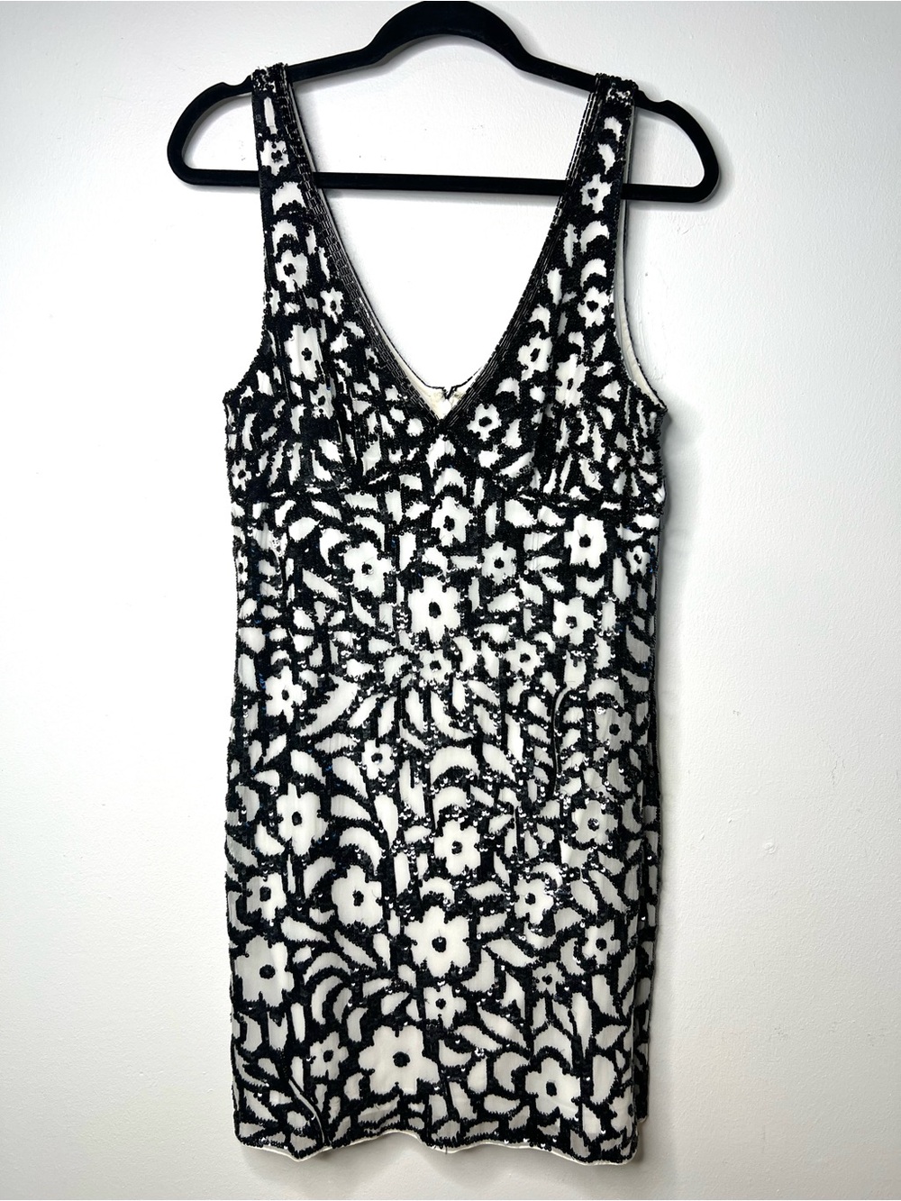 Aidan Mattox Black and White Beaded Sequin Mini Party Dress SZ 12  NWT.   NEW
